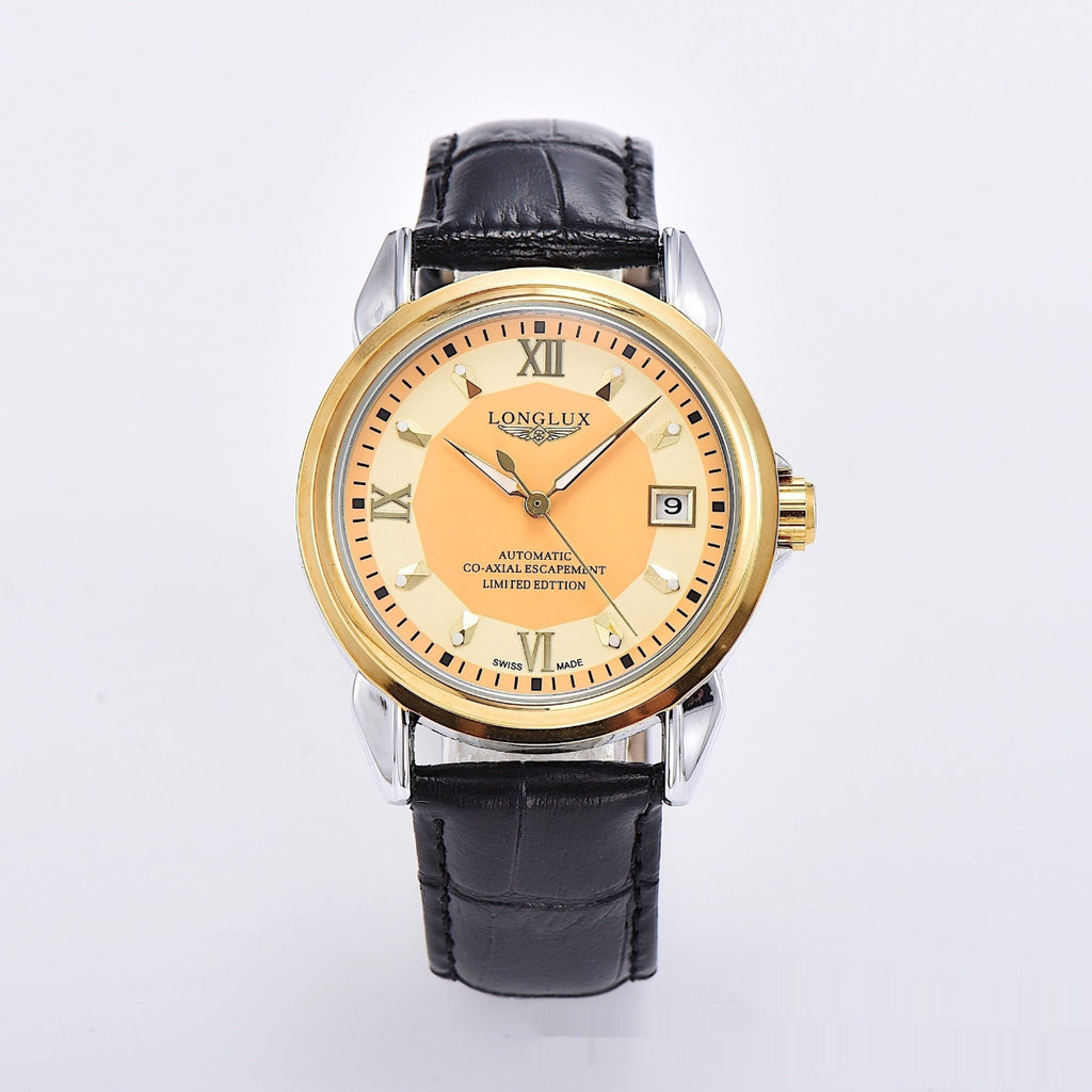 Stainless Steel/leather Strap Simple Automatic Mechanical Watch