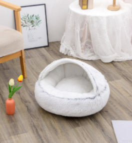2 In 1 Dog And Cat Bed Round, Plush  and Warm