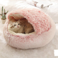 2 In 1 Dog And Cat Bed Round, Plush  and Warm