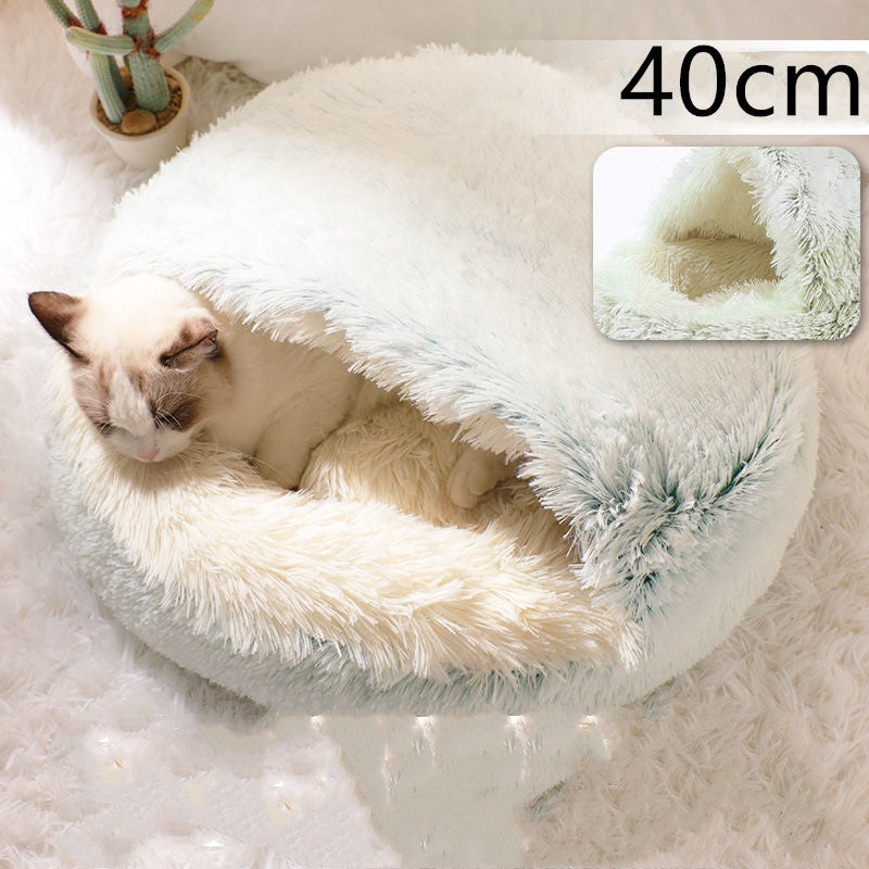 2 In 1 Dog And Cat Bed Round, Plush  and Warm