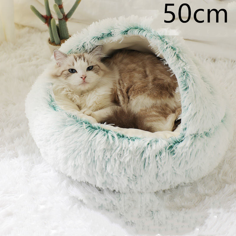 2 In 1 Dog And Cat Bed Round, Plush  and Warm