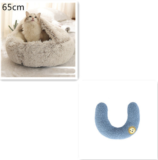 2 In 1 Dog And Cat Bed Round, Plush  and Warm