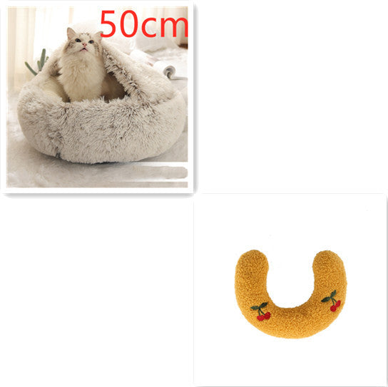 2 In 1 Dog And Cat Bed Round, Plush  and Warm