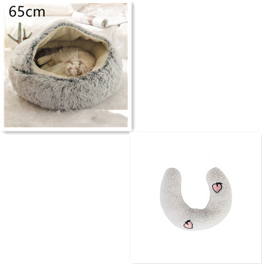 2 In 1 Dog And Cat Bed Round, Plush  and Warm
