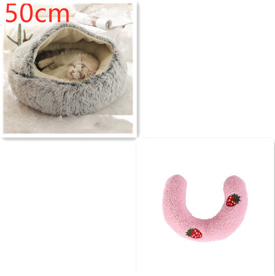 2 In 1 Dog And Cat Bed Round, Plush  and Warm