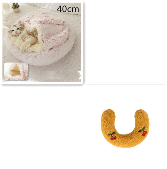 2 In 1 Dog And Cat Bed Round, Plush  and Warm