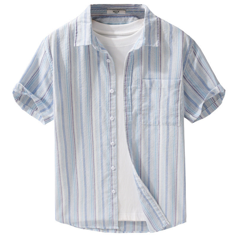 Summer Menswear Striped Minimalist Short Sleeve Shirt