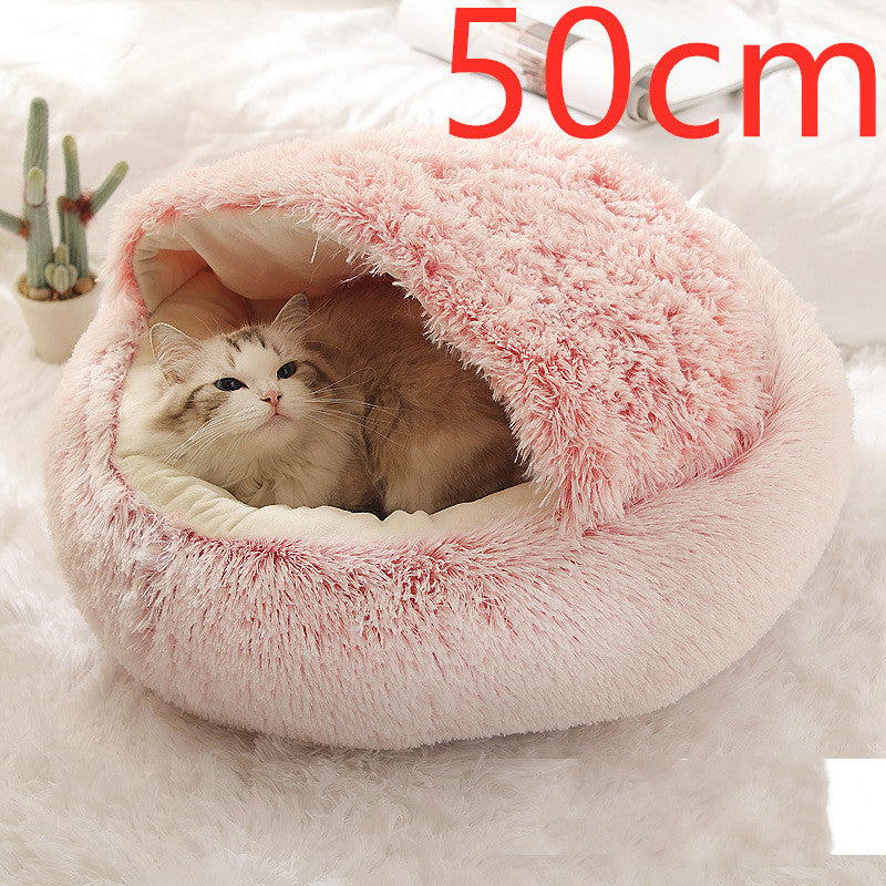 2 In 1 Dog And Cat Bed Round, Plush  and Warm