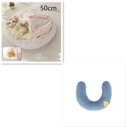 2 In 1 Dog And Cat Bed Round, Plush  and Warm