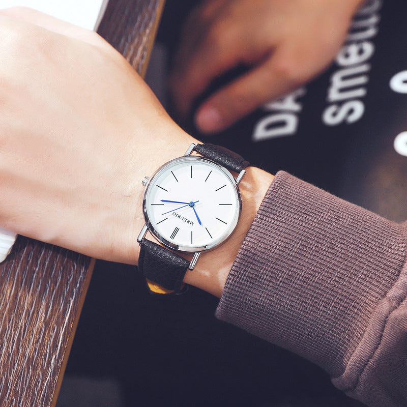 Large Dial Watch Men's Stitching Belt