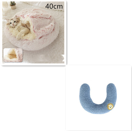 2 In 1 Dog And Cat Bed Round, Plush  and Warm