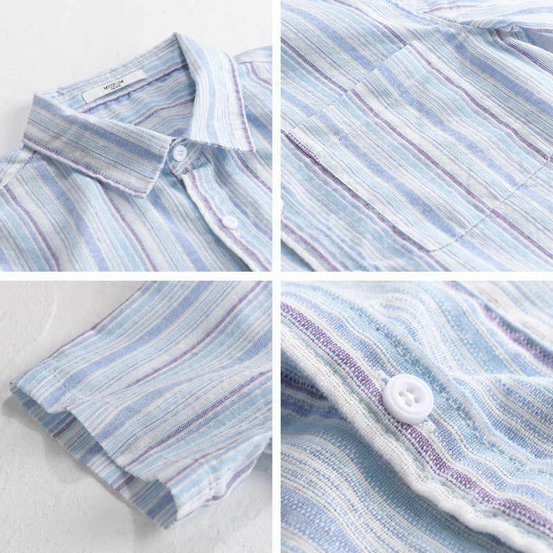 Summer Menswear Striped Minimalist Short Sleeve Shirt