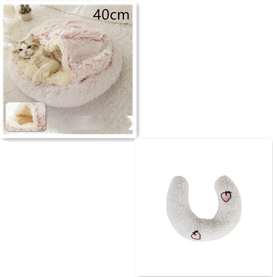 2 In 1 Dog And Cat Bed Round, Plush  and Warm
