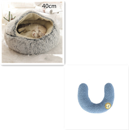 2 In 1 Dog And Cat Bed Round, Plush  and Warm