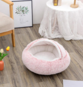 2 In 1 Dog And Cat Bed Round, Plush  and Warm