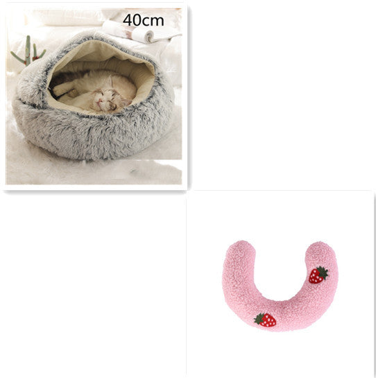 2 In 1 Dog And Cat Bed Round, Plush  and Warm