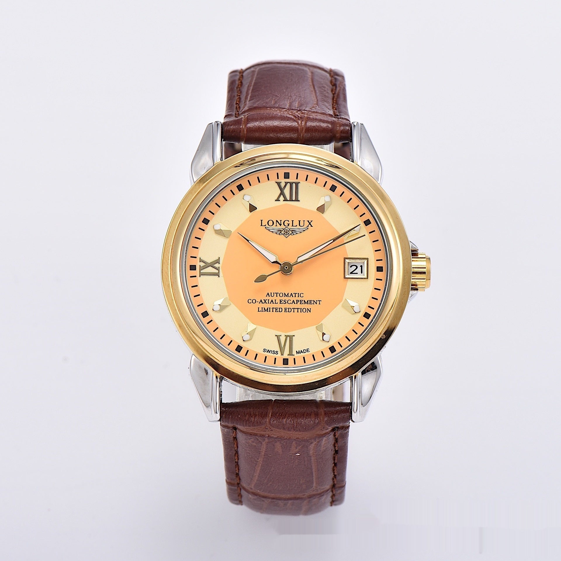 Stainless Steel/leather Strap Simple Automatic Mechanical Watch
