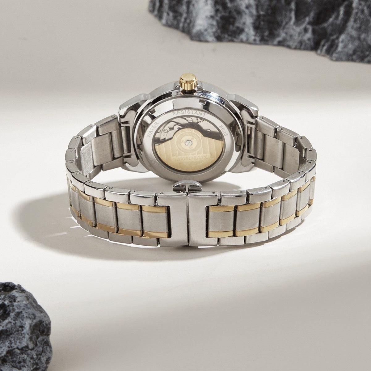 Stainless Steel/leather Strap Simple Automatic Mechanical Watch