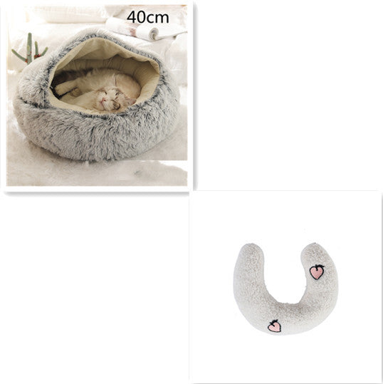 2 In 1 Dog And Cat Bed Round, Plush  and Warm