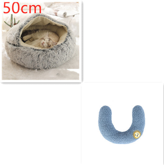 2 In 1 Dog And Cat Bed Round, Plush  and Warm