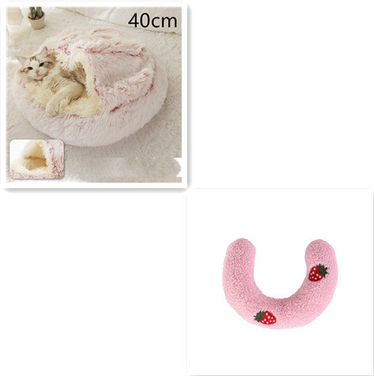 2 In 1 Dog And Cat Bed Round, Plush  and Warm